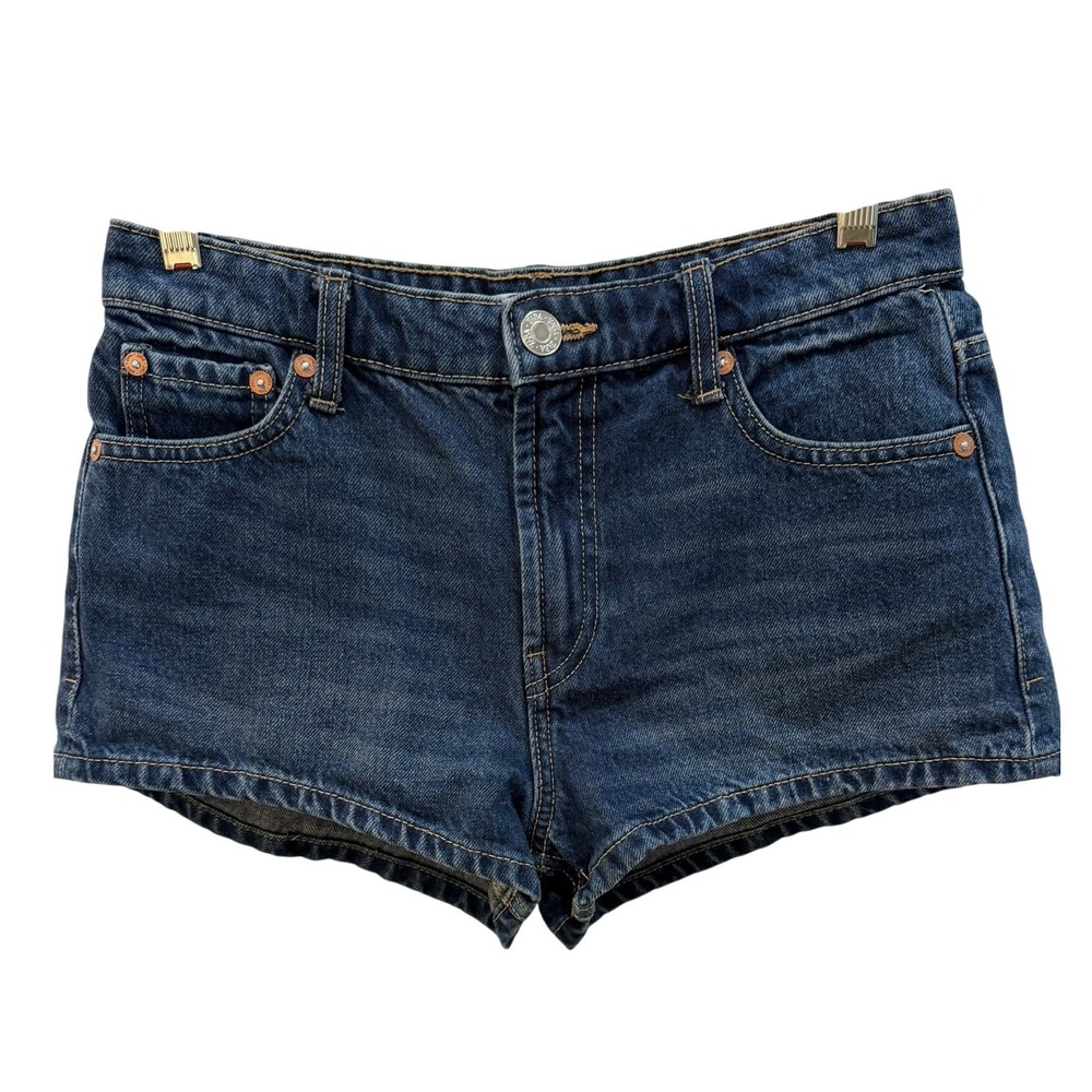Zara Womens Dark Wash Blue Denim Mini Shorts 100% Cotton Size 4 26